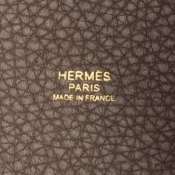 Pre Owned Hermes Etoupe Taurillon Clemence Leather Picotin Lock PM Bag