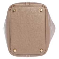 Pre Owned Hermes Etoupe Taurillon Clemence Leather Picotin Lock PM Bag