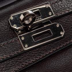 Pre Owned Hermès Havane Evergrain Leather Palladium Plated Kelly Pochette