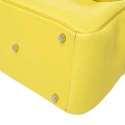Pre Owned Hermes Lime Togo Leather Palladium Hardware Lindy 30 Bag