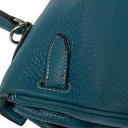 Pre Owned Hermes Bleu Jean Taurillon Clemence Leather Palladium Hardware Kelly Retourne 35 Bag