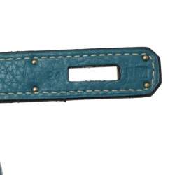 Pre Owned Hermes Bleu Jean Taurillon Clemence Leather Palladium Hardware Kelly Retourne 35 Bag