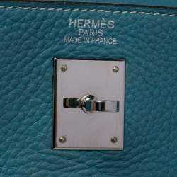 Pre Owned Hermes Bleu Jean Taurillon Clemence Leather Palladium Hardware Kelly Retourne 35 Bag