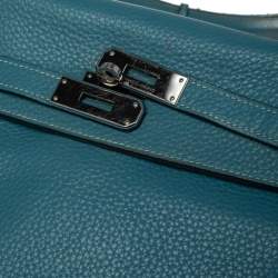 Pre Owned Hermes Bleu Jean Taurillon Clemence Leather Palladium Hardware Kelly Retourne 35 Bag
