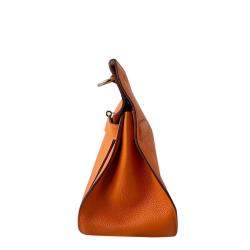 Pre Owned Hermes Orange Taurillon Clemence Leather Gold-plated Palladium Jypsiere 28 Bag