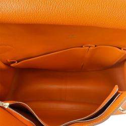 Pre Owned Hermes Orange Taurillon Clemence Leather Gold-plated Palladium Jypsiere 28 Bag