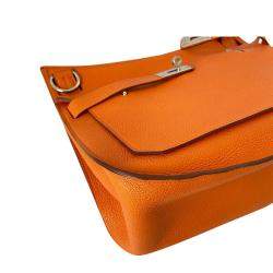Pre Owned Hermes Orange Taurillon Clemence Leather Gold-plated Palladium Jypsiere 28 Bag
