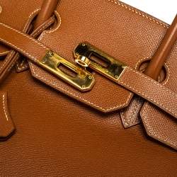 Hermes Gold Courchevel Leather Gold Hardware Birkin 35 Bag