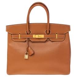 Hermes Gold Courchevel Leather Gold Hardware Birkin 35 Bag