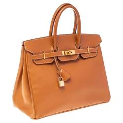Hermes Gold Courchevel Leather Gold Hardware Birkin 35 Bag