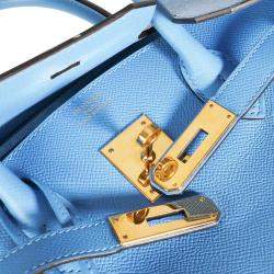 Hermes Blue Epsom Leather Gold Hardware Birkin 35 Bag