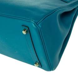 Hermes Blue Izmir Epsom Leather Gold Hardware Birkin 30 Bag