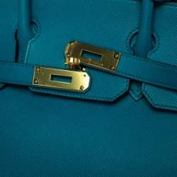 Hermes Blue Izmir Epsom Leather Gold Hardware Birkin 30 Bag