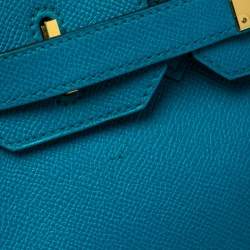 Hermes Blue Izmir Epsom Leather Gold Hardware Birkin 30 Bag