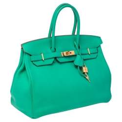 Hermes Bambou Taurillon Clemence Leather Gold Hardware Birkin 35 Bag