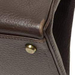 Hermes Brown/Dark Brown Fjord Leather Gold Hardware Kelly 32 Bag