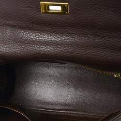 Hermes Brown/Dark Brown Fjord Leather Gold Hardware Kelly 32 Bag