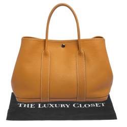 Pre Owned Hermes Natural Fjord Leather Garden Party 36 Bag