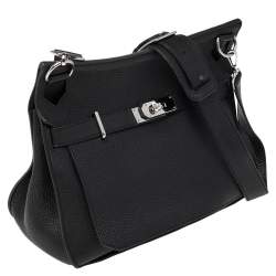 Pre Owned Hermès Noir Taurillon Clemence Leather Palladium Plated Jypsiere 34 Bag