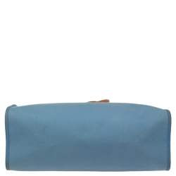 Pre Owned Hermes Bleu Lin/Natural Canvas and Leather Herbag Zip 39 Bag
