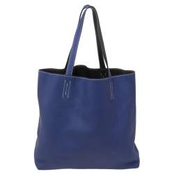 Pre Owned Hermes Bleu Electrique/Graphite Taurillon Clemence Double Sens 45 Bag