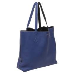 Pre Owned Hermes Bleu Electrique/Graphite Taurillon Clemence Double Sens 45 Bag