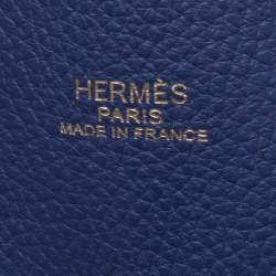 Pre Owned Hermes Bleu Electrique/Graphite Taurillon Clemence Double Sens 45 Bag