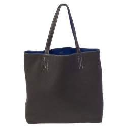Pre Owned Hermes Bleu Electrique/Graphite Taurillon Clemence Double Sens 45 Bag