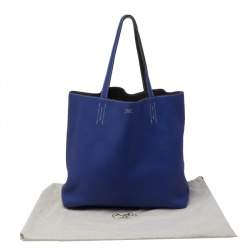 Pre Owned Hermes Bleu Electrique/Graphite Taurillon Clemence Double Sens 45 Bag