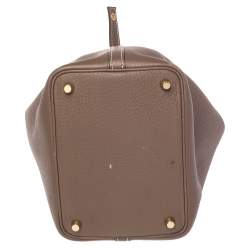 Pre Owned Hermes Etoupe Clemence Leather Picotin Lock 18 Bag