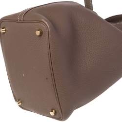 Pre Owned Hermes Etoupe Clemence Leather Picotin Lock 18 Bag