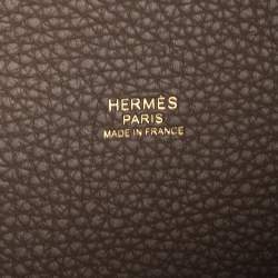 Pre Owned Hermes Etoupe Clemence Leather Picotin Lock 18 Bag