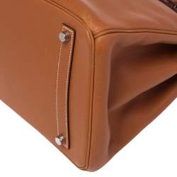 Pre Owned Hermes Gold Epsom Leather Palladium Plated Birkin 35 Bag