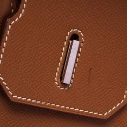 Pre Owned Hermes Gold Epsom Leather Palladium Plated Birkin 35 Bag