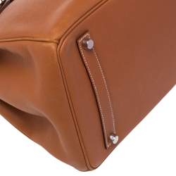 Pre Owned Hermes Gold Epsom Leather Palladium Plated Birkin 35 Bag