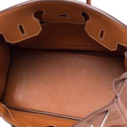 Pre Owned Hermes Gold Epsom Leather Palladium Plated Birkin 35 Bag