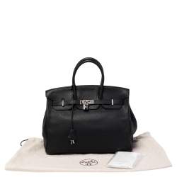 Hermes Noir Togo Leather Palladium Plated Birkin 35 Bag