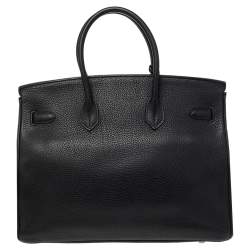 Hermes Noir Togo Leather Palladium Plated Birkin 35 Bag