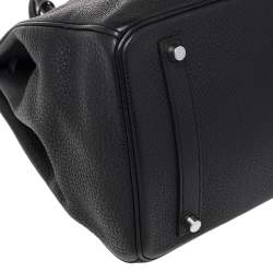Hermes Noir Togo Leather Palladium Plated Birkin 35 Bag