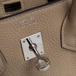 مملوكة مسبقًا حقيبة هيرمس بيركين إكسسوار بلاديوم جلد سويفت أخضر تفاحي 25