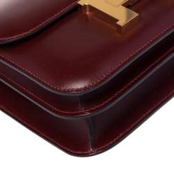 Pre Owned Hermés Rouge H Veau Monsieur Leather Gold Plated Constance 18 Bag