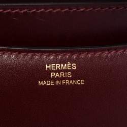 Pre Owned Hermés Rouge H Veau Monsieur Leather Gold Plated Constance 18 Bag
