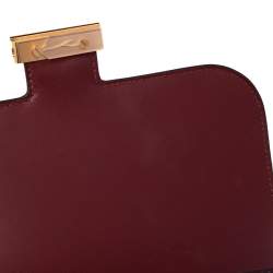 Pre Owned Hermés Rouge H Veau Monsieur Leather Gold Plated Constance 18 Bag