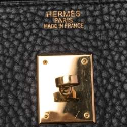 Pre Owned Hermes Noir Fjord Leather Gold Plated Birkin 40 Bag