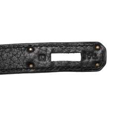 Pre Owned Hermes Noir Fjord Leather Gold Plated Birkin 40 Bag