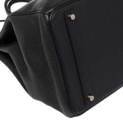 Pre Owned Hermes Noir Fjord Leather Gold Plated Birkin 40 Bag