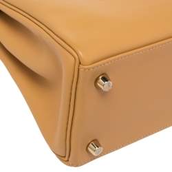 Pre Owned Hermes Curry Swift Leather Gold Plated Kelly Retourne 25 Bag