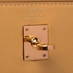 Pre Owned Hermes Curry Swift Leather Gold Plated Kelly Retourne 25 Bag