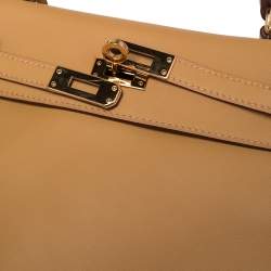 Pre Owned Hermes Curry Swift Leather Gold Plated Kelly Retourne 25 Bag