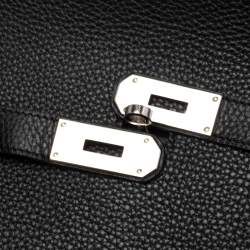 Pre Owned Hermes Black Taurillon Clemence Leather Palladium Plated Jypsiere 34 Bag